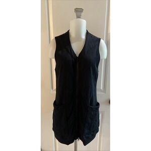 PRAIRIE UNDERGROUND Black Quilted Vest Zipper Pocket 100% Cotton Size Medium